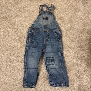 Oshkosh B'Gosh Baby Boys 12 Months Plaid Flannel lined Blue Denim Overalls